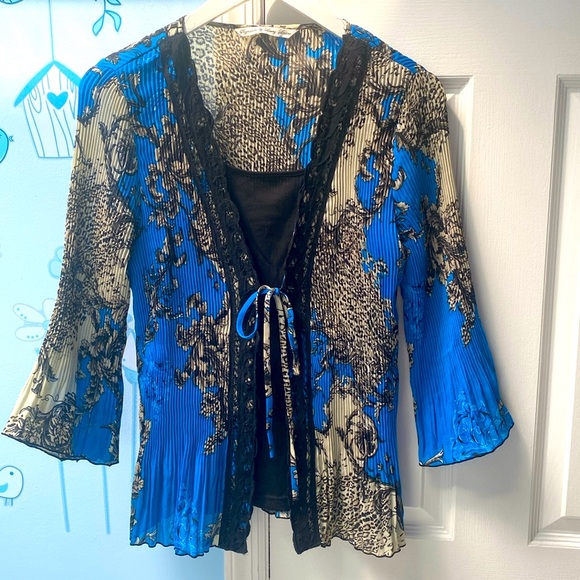 Signature by Larry Levine Tops - Vintage Signature by Larry Levine Pleated Patterned Floral Blouse Women's Size S